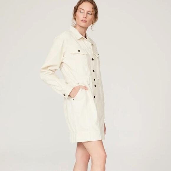 LAUREN RALPH LAUREN Off-White Denim Shirt Dress Front Button Katelin Dress 6 - Picture 2 of 15